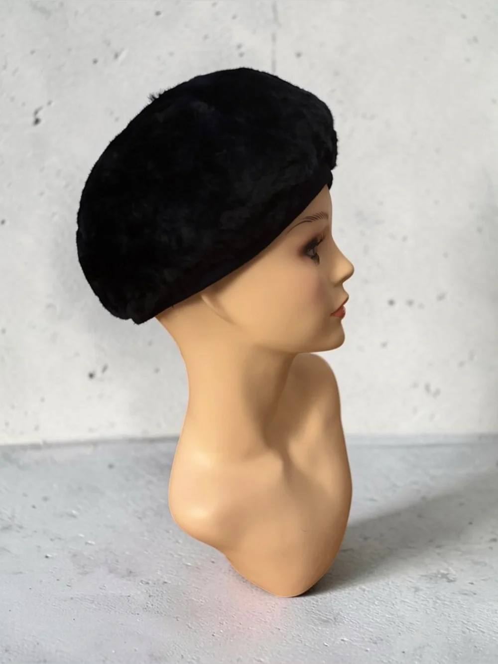 Vintage Black Faux-Fur Cossack or Russian Style Hat